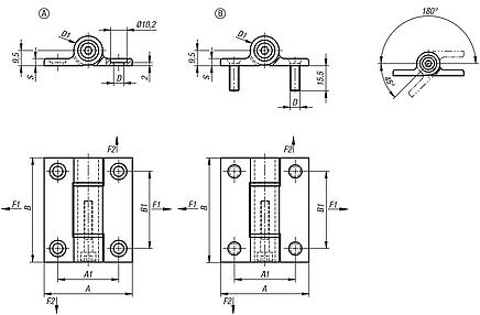 Bisagras de aluminio con fricción ajustable