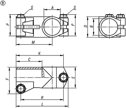 Conector para tubo, pieza en T de acero inoxidable, forma B