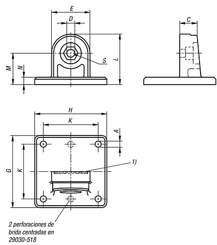 Conectores para tubo, pie articulado, aluminio, con dentado interior