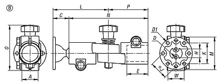 Conectores para tubos con articulación de aluminio y articulación esférica, forma B