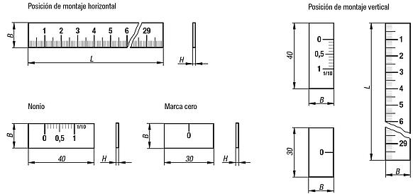 Escalas de acero inoxidable autoadhesivas