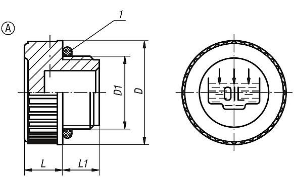 Tornillos tapón, forma A, con símbolo de llenado