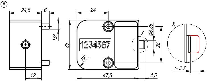 Contadores de ciclos, mecánicos, forma constructiva rectangular, forma A, derecha