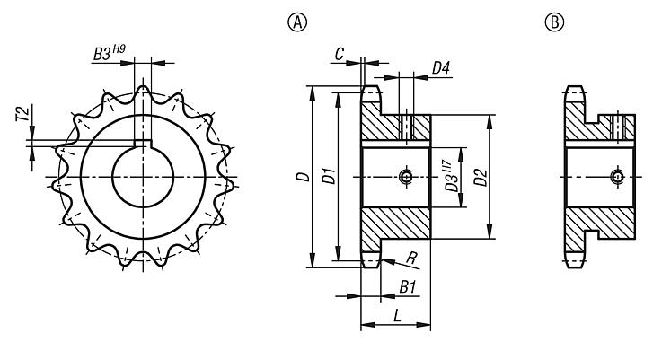 Piñones simples 5/8“ x 3/8“ DIN ISO 606, listos para montaje