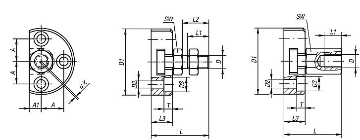 Acoplamientos de conexión instantánea con compensación de desplazamiento radial y brida roscada