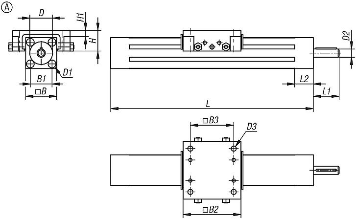 Unidades lineales de aluminio cuadradas, forma A