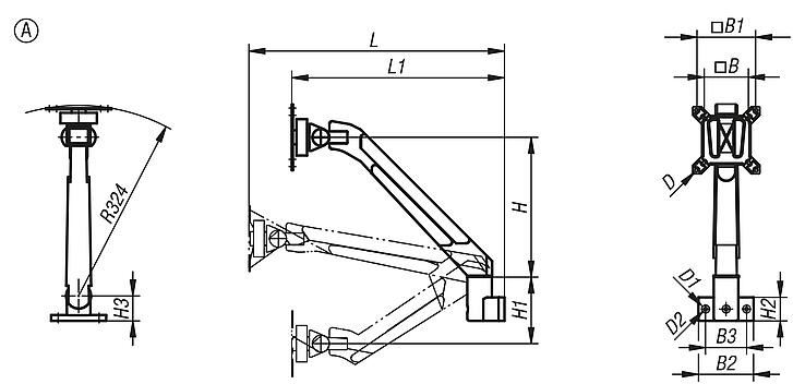 Soportes para monitor de aluminio, con altura regulable
4 o 5 ejes, forma A, 4 ejes