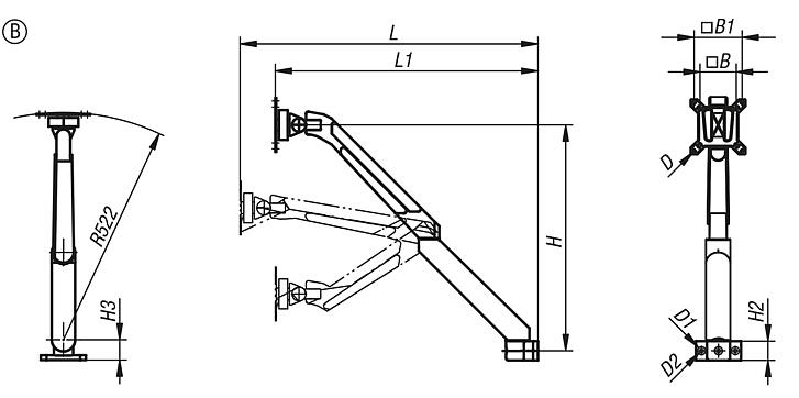 Soportes para monitor de aluminio, con altura regulable
4 o 5 ejes, forma B, 5 ejes
