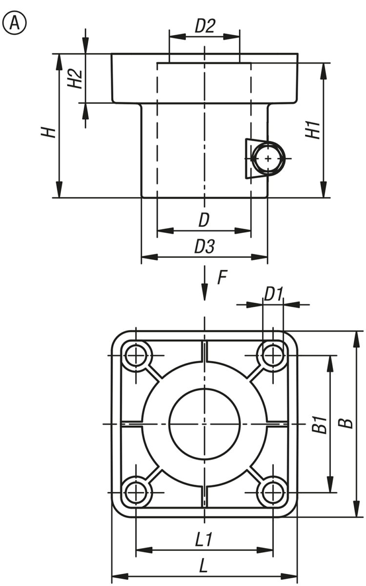 Cabezal de soporte de conector de tubos de plástico para tubos redondos, forma A