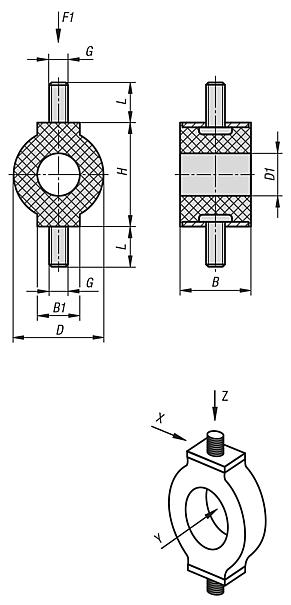 Rodamientos en forma de O de acero con rosca exterior por los dos lados