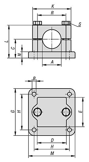 Conectores para tubo brida, aluminio, pulgadas