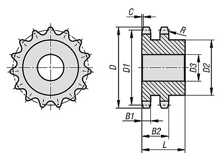 Piñones dobles 1 1/4" x 3/4" DIN ISO 606