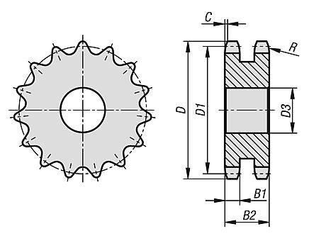 Discos de piñones dobles 1/2" x 5/16" DIN ISO 606