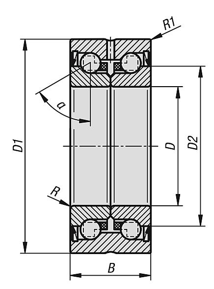 Rodamiento oblicuo de bolas axial de acero de doble hilera