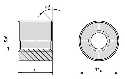 Tuercas de rosca trapezoidal redondas de dos roscas, rosca a la derecha