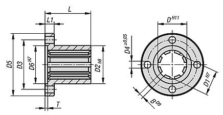 Cubos nervados con brida similares a DIN ISO 14