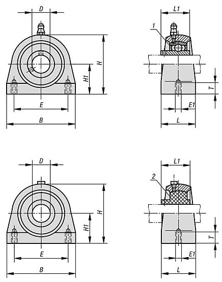 Rodamientos de carcasa, soporte recto