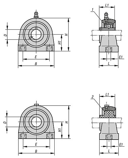 Rodamientos de carcasa, soporte recto