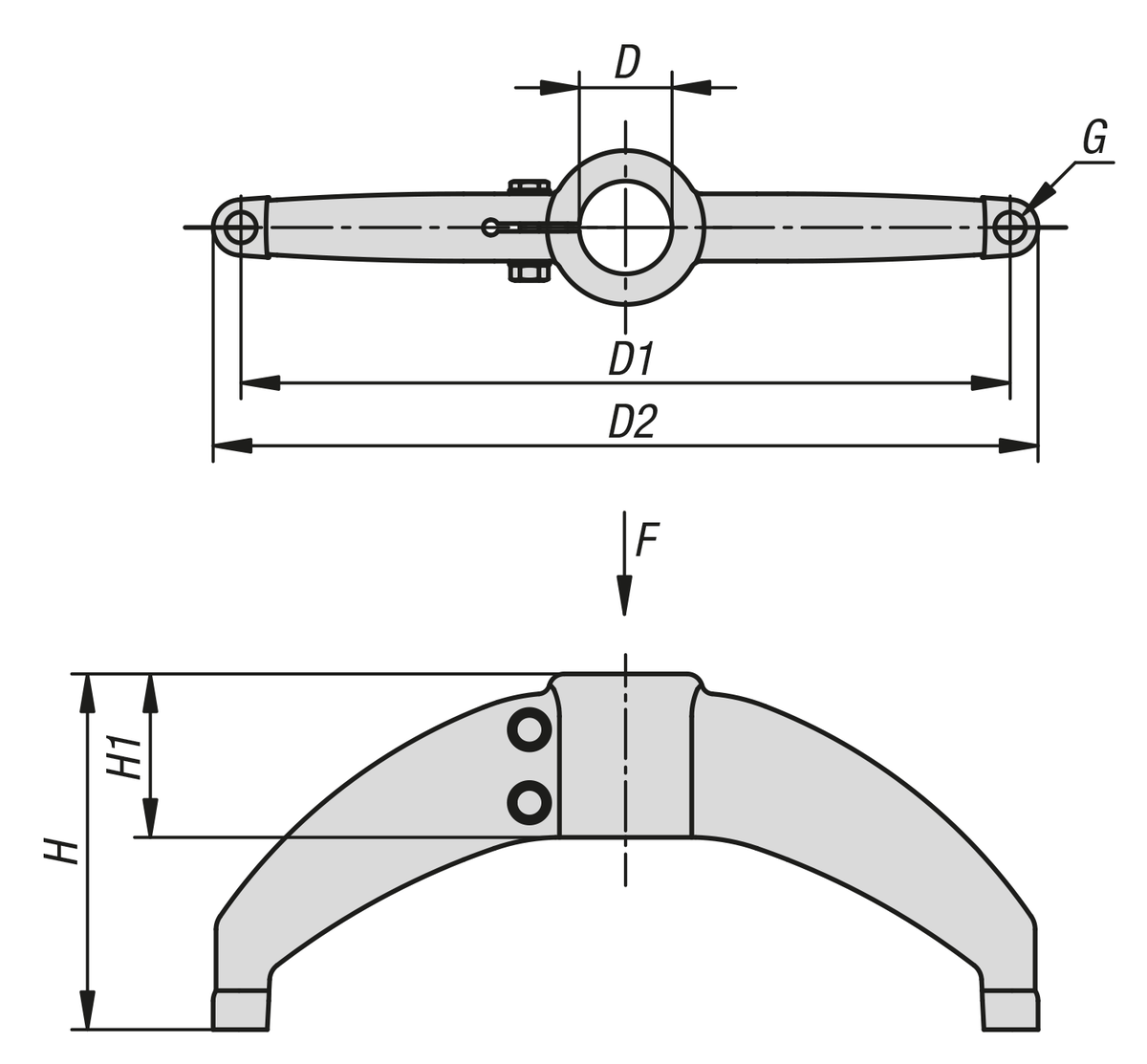 Pie conector de tubos de plástico para tubos redondos
de dos patas