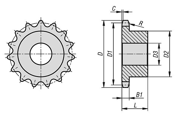 Piñones simples 3/4“ x 7/16“ DIN ISO 606