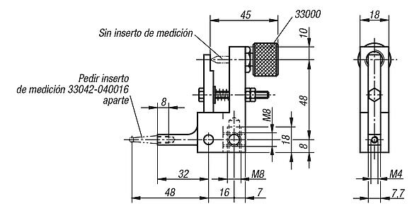 Soportes del comparador de reloj deflector 90° palanca de palpador con rosca
