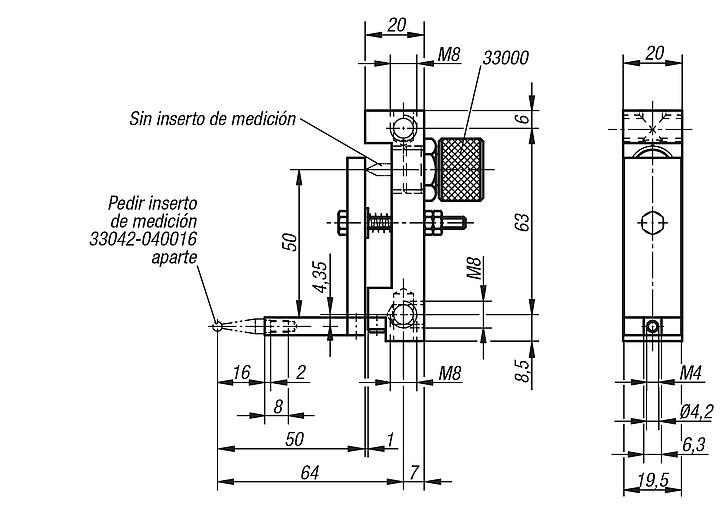 Soportes del comparador de reloj deflector 90° palanca de palpador con rosca