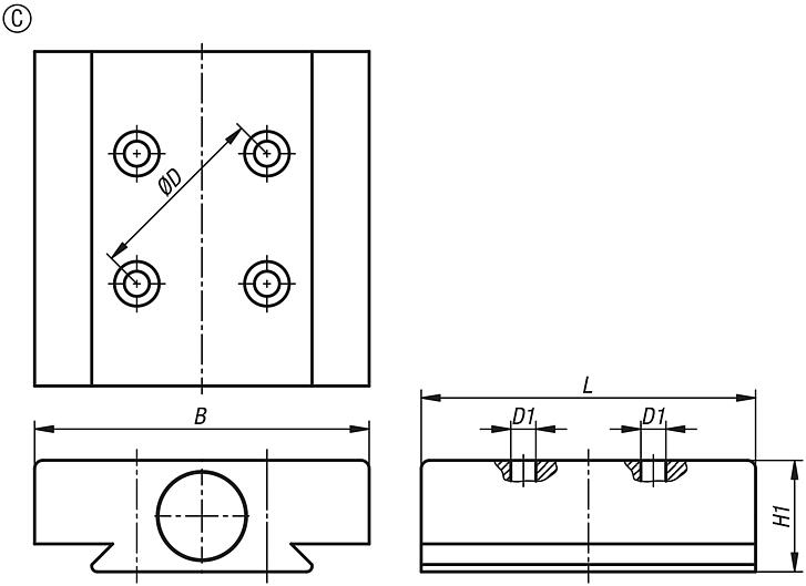Adaptadores de aluminio para tornillos de banco de precisión, forma C