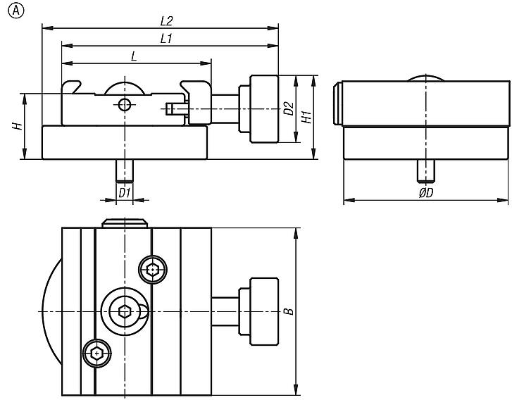 Soporte básico de sujeción rápida de aluminio, forma A