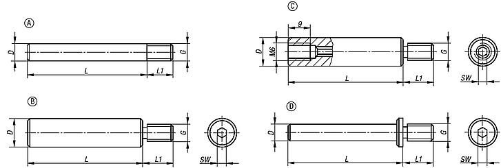 Columnas para tornillo tensor de muelle