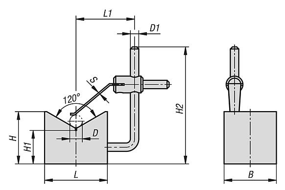 Prismas de aluminio 
con tornillo tensor de muelle / pisador
