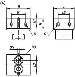 Mordazas de sujeción fijas DS para sistema de sujeción múltiple, forma A, mordazas fijas lisas