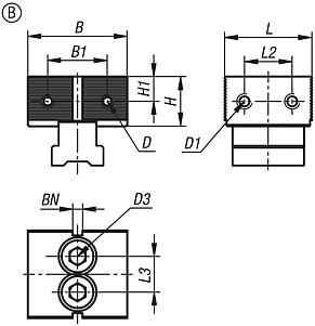 Mordazas de sujeción fijas DS para sistema de sujeción múltiple, forma B, mordazas fijas acanaladas