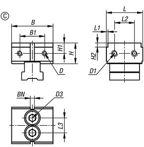 Mordazas de sujeción fijas DS para sistema de sujeción múltiple, forma C, mordazas fijas en offset
