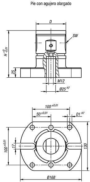 Módulo de base de 5 ejes UNILOCK tamaño de sistema 80 mm, forma B