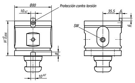 Módulo de sujeción adicional de 5 ejes UNILOCK tamaño de sistema 80 mm
