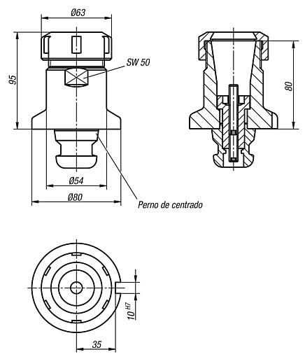 Adaptador de pinza de 5 ejes UNILOCK tamaño de sistema 80 mm