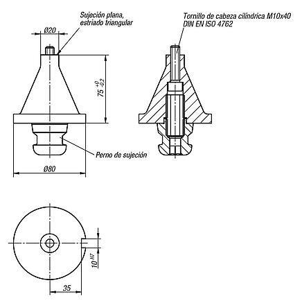 Adaptador Plangrip de 5 ejes UNILOCK tamaño de sistema 80 mm
