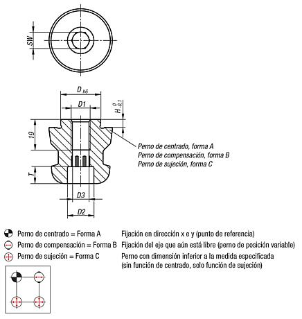 Perno de sujeción UNILOCK tamaño de sistema 80 mm