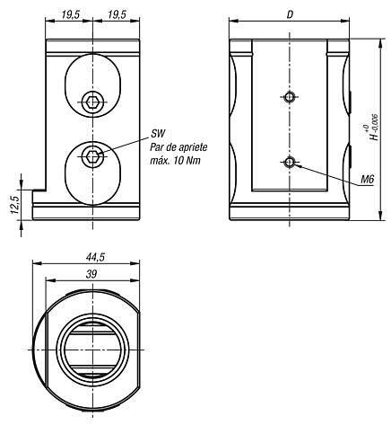 Módulo de base de 5 ejes UNILOCK, sujeción doble tamaño de sistema 50 mm