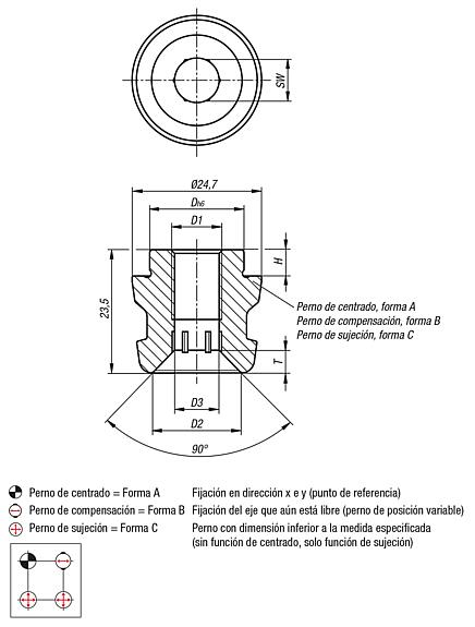 Perno de sujeción UNILOCK tamaño de sistema 50 mm