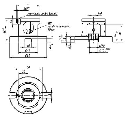 Módulo de base de 5 ejes UNILOCK tamaño de sistema 50 mm