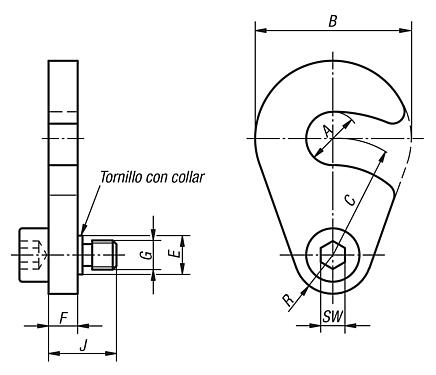 Arandelas en forma de C con tornillo con collar