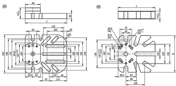 Placa base de 5 ejes UNILOCK para sujeción universal, tamaño de sistema 80 mm
