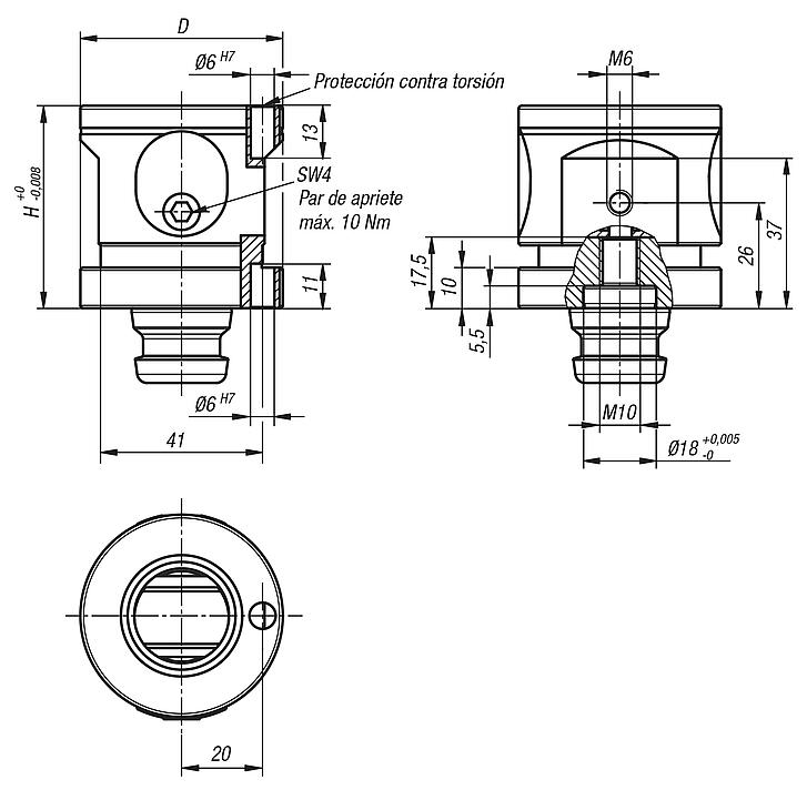 Módulo de montaje de 5 ejes UNILOCK tamaño de sistema 50 mm