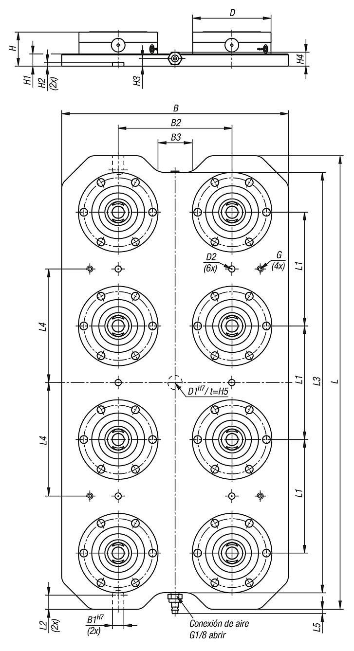Estaciones de sujeción UNILOCK de 8 piezas