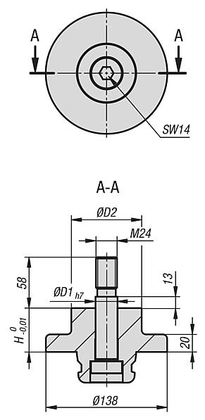 Adaptadores reductores de 5 ejes UNILOCK tamaño de sistema 138 mm