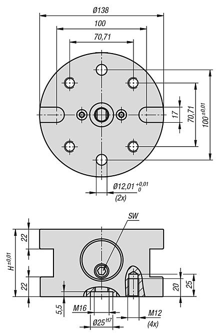 Módulos de base de 5 ejes UNILOCK tamaño de sistema 138 mm