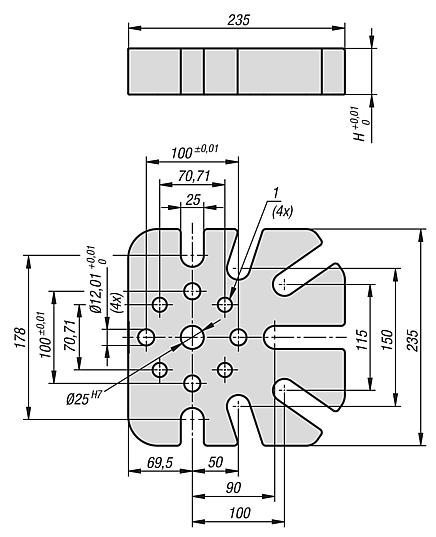 Placas de base UNILOCK de 5 ejes para sujeción universal tamaño de sistema 138 mm