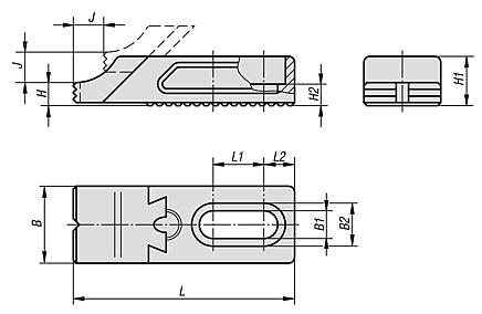 Mordaza dentada ajustable separada