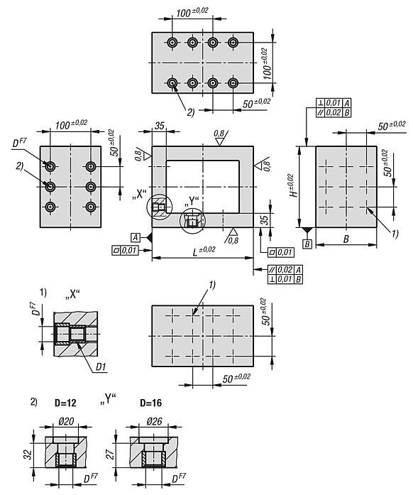 Consolas de fundición gris con perforaciones de retícula